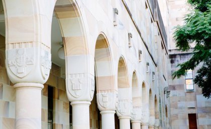 Sandstone pillars in UQ's Great Court.